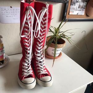 Knee High Lace Up Red Converse